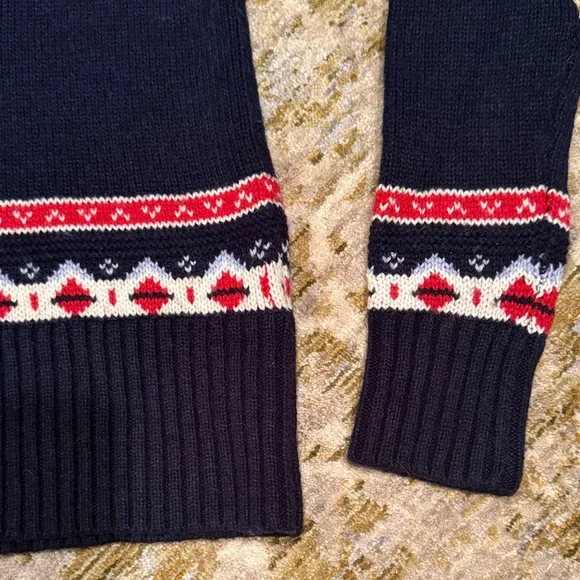 J.Crew NWT Navy Blue/Red Fair Isle Patterned Sweater Lambs Wool Blend Women XXS - Picture 5 of 7